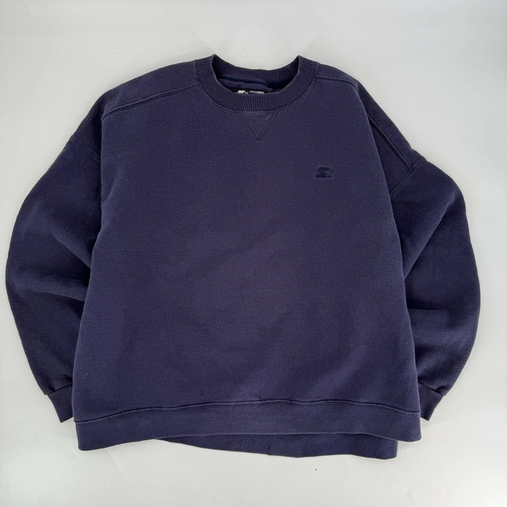 Starter Mens Size 2XL Crewneck Sweatshirt Navy Blue Heavyweight Pro80 Cotton